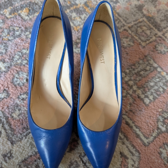 Nine West Blue Leather Heels Size 7 - Picture 3 of 7